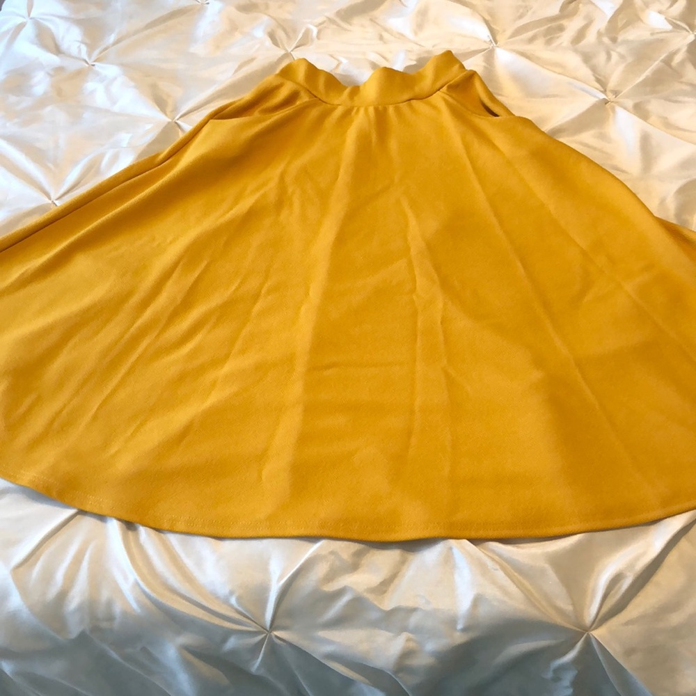 Boohoo Mustard Midi Skirt